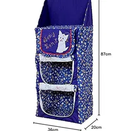 Kuber Industries Blue & White Printed Multi-Utility Three Cabinet Folding Organiser image 2