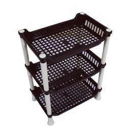 Kuber Industries Brown & White 3-Tier Rectangular Storage Rack image 2