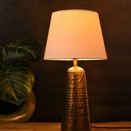 green girgit Golden Hammered V-Shaped Lamp with Taper Solid White Shade-picture-26