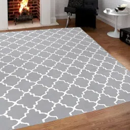 saral home Grey Microfibre Abstract 6 x 9 Feet Machine Made Carpet-picture-23