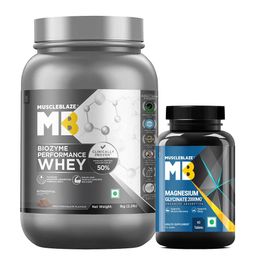 MuscleBlaze Biozyme Performance Whey 1kg Rich Chocolate & Magnesium Glycinate 60 Tabs-image-55