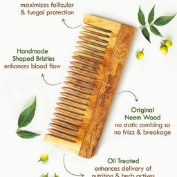 Nat Habit Set Of 2 Fine Tooth & Wide Tooth Kacchi Neem Combs image 4