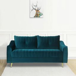 casacraft from pepperfry Leona Velvet 3 Seater Sofa in Teal Blue Colour-picture-14