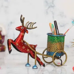 handicrafts paradise Reindeer Multicolour Iron Pen Stand-picture-21