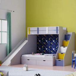 Sleep N Slide Bunk Bed with Slide in Grey Colour-image-9