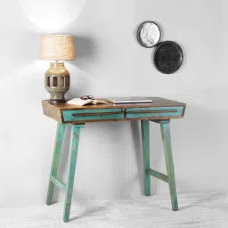 fabuliv Philibert Study Table In Teak & Vintage Green Finish-picture-28