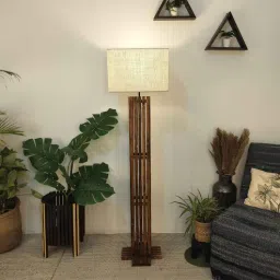 symplify Elegant Wooden Floor Lamp with Jute Shade & Brown Base-picture-44