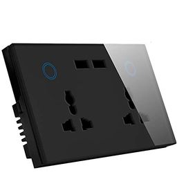 Protium Smart Touch Combo Switch, WiFi Switch Compatible with Alexa, Google Home, IFTTT & Smart life App (Dual Socket+ Dual USB, Black) image 1