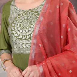 Vishudh Green Ethnic Motifs Printed Kurta with Palazzo & Dupatta image 5