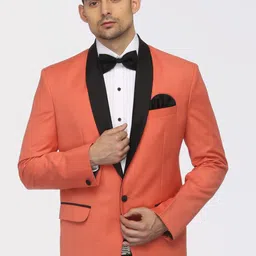 FAVOROSKI Men Orange Slim-Fit Single-Breasted Tuxedo Blazer-picture-11