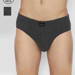 Peter England Men Pack of 2 Charcoal Grey Cotton Anti-odour Briefs-image-92