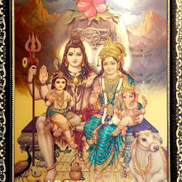 ADA Handicraft Brown & Yellow Lord Shiva & Family Wooden Wall Art-image-20