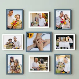 Art Street White & Teal Blue 9-Pieces Wall Photo Frames-36