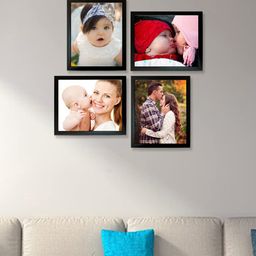 Kuber Industries Black 4 Pieces Wooden Collage Photo Frames-56