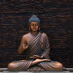 FRIZZY ARTS Brown & Black Buddha Printed Wooden Religious Wall Paintings-24