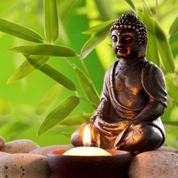 FRIZZY ARTS Black & Green Buddha Religious Wooden Photographs Wall At-image-75