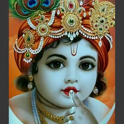 FRIZZY ARTS Black & Yellow Ladu Gopal Wooden Painting Wall Art-image-76