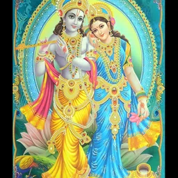 FRIZZY ARTS Blue & Yellow Wooden Radha Krishna Religious Paintings Wall Art-image-51