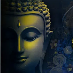 FRIZZY ARTS Black & Yellow Wooden Buddha Religious Wall Art-image-59
