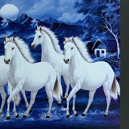 FRIZZY ARTS Black & White Seven Horse Wooden Horse Paintings Wall Art-image-41
