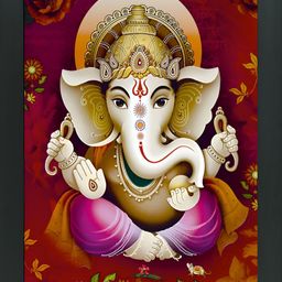 FRIZZY ARTS Black & Red Wooden Ganesh Ji Religious Wall Art-image-75
