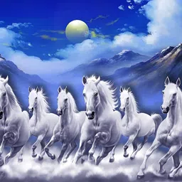FRIZZY ARTS Blue & White Wooden Seven Running Horses Photo Frame-picture-10