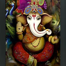 FRIZZY ARTS Black & Yellow Ganesh Ji Printed Religious Wooden Wall Art-image-63