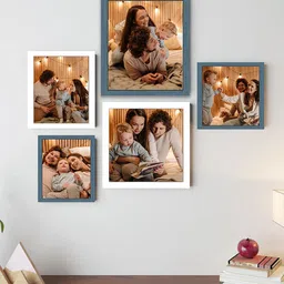 Art Street White & Teal Blue 5-Pieces Wall Photo Frames-92