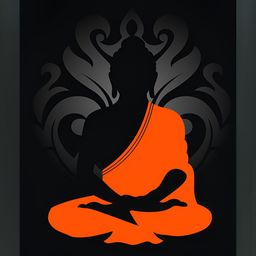 FRIZZY ARTS Black & Orange-Coloured Buddha Religious Printed Wooden Wall Art-22