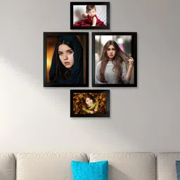 Kuber Industries Black 4 Pieces Collage Pictures Wooden Photo Frames-20