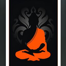 FRIZZY ARTS Black & Orange Buddha Wooden Wall Art-image-79