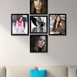 Kuber Industries Black 5 Pieces MDF Wooden Collage Picture Photo Frames-61