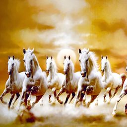 FRIZZY ARTS Black & Yellow Seven Horse Framed Wooden Wall Art-image-70