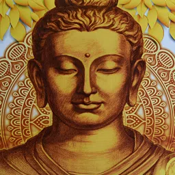 FRIZZY ARTS Black & Yellow Buddha Wooden Religious Wall Art-image-69