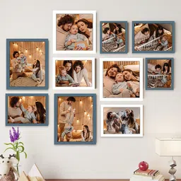 Art Street White & Teal Blue 10-Pieces Wall Photo Frames-58