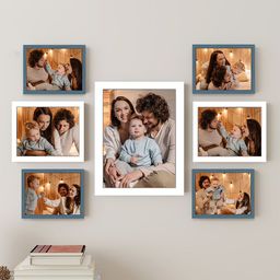 Art Street 7-Pcs White & Teal Blue Wall Photo Frames-picture-5