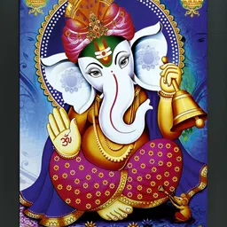 FRIZZY ARTS Black & Blue Religious Ganesh Ji Framed Wooden Wall Art-image-58