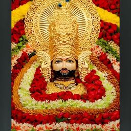 FRIZZY ARTS Black & Red Khatu Shyam Religious Wooden Photographs Wall Art-image-99