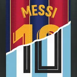 FRIZZY ARTS Blue & Red Wooden Lionel Messi Wall Art-image-85