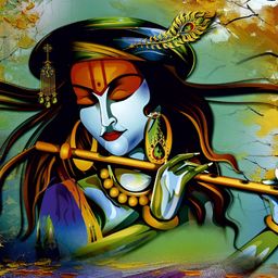 FRIZZY ARTS Black & Green Radha Krishna Wooden Framed Painting Wall Art-14