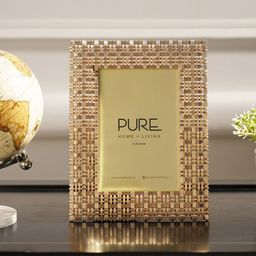 Pure Home and Living Gold Plated Yellow Textured Metal Photo Frame-image-32