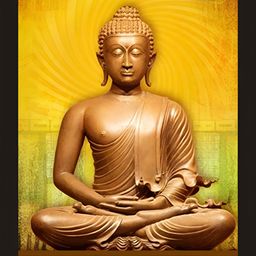 FRIZZY ARTS Black & Orange Buddha Religious Wooden Wall Art-image-24