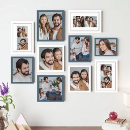 Art Street White & Teal Blue 10-Pieces Wall Photo Frames-24