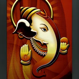FRIZZY ARTS Blue & Yellow Wooden Ganesh Ji Religious Paintings Wall Art-image-54