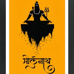 FRIZZY ARTS Black & Orange Shiv Ji Religious Wooden Wall Art-image-81