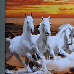 FRIZZY ARTS Black & White Seven Horse Wooden Framed Paintings Wall Art-image-35