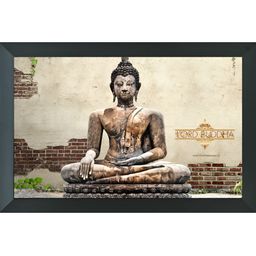 FRIZZY ARTS Black & Brown Wooden Buddha Religious Wall Photographs-image-69