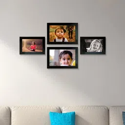 Kuber Industries 4 Pcs Black Collage Pictures Wooden Photo Frames-48
