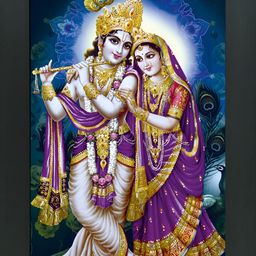 FRIZZY ARTS Black & Purple Wooden Radha Krishna Religious Paintings Wall Art-image-37