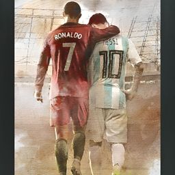 FRIZZY ARTS Maroon & White Ronaldo & Messy Jersey Wall Art-image-32